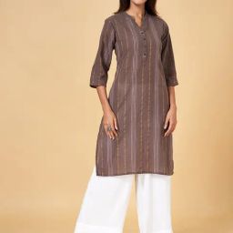 Rangmanch by Pantaloons Brown Cotton Striped Straight Kurta-image-31