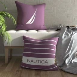 Nautica Logo Stripe Grape Microfibre 300 GSM Premium Cushion Covers - Set of 2-10