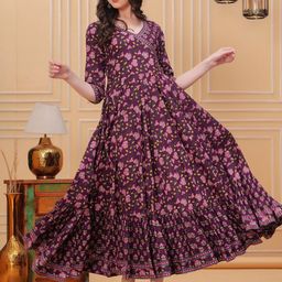 KIRNYA Women Floral Printed Sequinned Anarkali Kurta-image-85