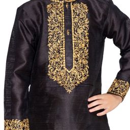 BAESD Boys Floral Yoke Design Thread Work Straight Kurta With Churidar image 2