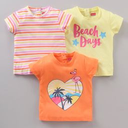 Babyhug Half Sleeves Tee With Graphics Pack Of 3 - Multicolour-image-57
