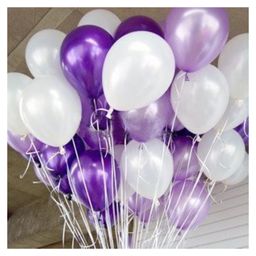 Bubble Trouble Purple & White Balloons For Birthday Decoration Baby Shower 1st Birthday Theme Party Office Party - Pack of 100-35
