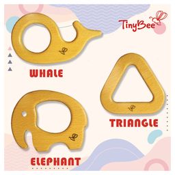 TinyBee Elephant Whale & Triangular Wooden Teethers Pack of  3- Brown-20