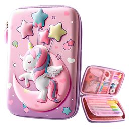 YAMAMA Magical Time Unicorn 3D Premium Design Multi-function Pencil Pouch With Stylish Zipper Closure Pouch Waterproof Hardtop Fabric Adorable Student Stationery Handheld Storage Case Bag EVA Material Pencil Box Pouch  Multicolor-image-20