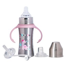 Adore Trion 3 in 1 Stainless Steel Sipper with Twin Handle 250ml- Pink Dino-image-92