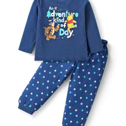 Babyhug Disney Single Jersey Knit Full Sleeves Night Suit with Winnie & Friends Graphics - Navy Blue-image-58