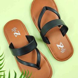 The Madras Trunk Strap Detailed Flip Flops - Tan & Black-image-63