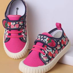 Cute Walk by Babyhug Casual Shoes with Velcro Closure Strawberry Print - Dark Pink-image-98