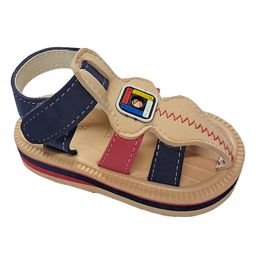 yoyo Abstract Patch Detailed Velcro Closure Sandals - Cream-image-24