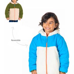 Cherry Crumble By Nitt Hyman Woven Full Sleeves Cut & Sew Light Winter Hooded Reversible Jacket - Blue & Cream-picture-6