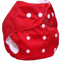 The Cheeky Kidzz Baby Essential Reusable Cotton Cloth Diaper With Bamboo Charcoal Insert With 3 Feeding Bib (RED) image 2
