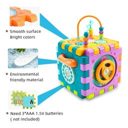 ADKD 6 Slide Intelligence Learning Musical Kids Shape Sorter Activity Cube Game - Multicolor image 4