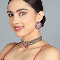 Sangria Stone Studded & Beaded Jewellery Set-image-74