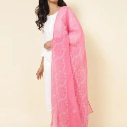 Fabindia Pink Embroidered Dupatta-image-43