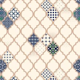 SPACES DRAPE STORY Elegent Digital Print Beige & Blue Polyester 5 ft Window Curtains - Set of 2 image 3