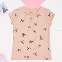 Pantaloons Junior Girls Peach Printed T-Shirt-image-40