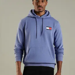 Tommy Hilfiger Blue Cotton Regular Fit Hooded Sweatshirt-picture-47