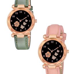 Miss Perfect Women Pack of 2 Leather Textured Straps Analogue Watches HJ521-picture-13