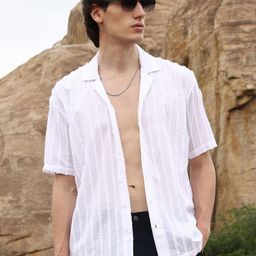 Campus Sutra Men Classic Texture Lined Shirt-image-25