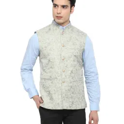 Turtle Grey Printed Nehru Jacket-1