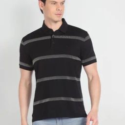 Arrow Black Cotton Regular Fit Striped Polo T-Shirt-picture-45