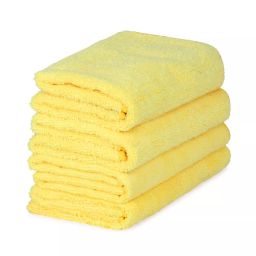 Sheen & Shine 30x40 cm 800 GSM Yellow Cleaning Cloth Pack of 4 Pcs-image-4