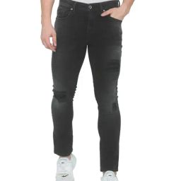 Spykar Carbon Black Regular Fit Distressed Jeans-image-50