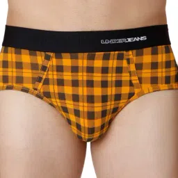 UnderJeans by Spykar Orange Checks Briefs-image-102