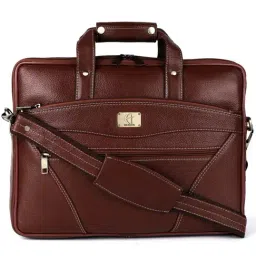 HiLEDER Brown Textutred Large Leather 16 inch Laptop Bag-image-12