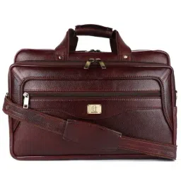 HiLEDER Brown Textutred Large Leather 17 inch Laptop Bag-40