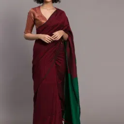 Suta Maroon & Green Plain Saree Without Blouse-image-89