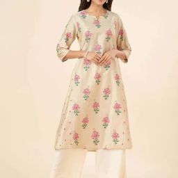 Rangmanch by Pantaloons Beige Printed Straight Kurta-picture-36