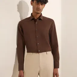 WES Formals by Westside Brown Slim-Fit Cotton Shirt-picture-41
