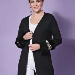 Mafadeny Black Shawl Neck Shrug-image-11