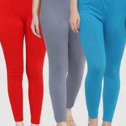 Gracit Red & Grey Mid Rise Leggings - Pack Of 3-picture-21