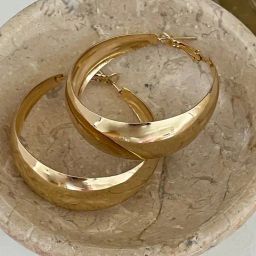 OOMPH Gold Tone Thick Chunky Fashion Party Wear Hoop Earrings-5