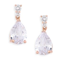 Zaveri Pearls Rose Gold Cubic Zirconia Contemporary Pear Drop Earrings-ZPFK10697 image 3