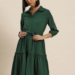 INVICTUS Solid Crepe Shirt Dress-picture-1