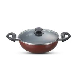 Prestige Omega Essentials Black and Maroon Aluminium Non-Stick Kadhai 2.4 L-13