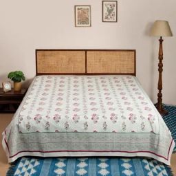 Fabindia Gulbagh Multicolor Cotton Printed 116 TC King Bed Cover-image-66