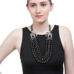 IMLI STREET Black & Silver Ethnic Naga Tribal Handmade Beaded Necklace-picture-7