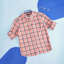 Pantaloons Junior Boys Peach Cotton Chequered Full Sleeves Shirt-picture-8