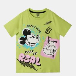 The Souled Store Kids Green & Pink Cotton Printed Mickey T-Shirt-image-21