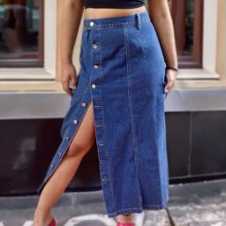 IZF Blue Midi Denim Skirt-picture-37