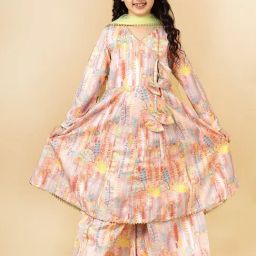 A.T.U.N. Kids Peach Printed Kurta Set-image-29