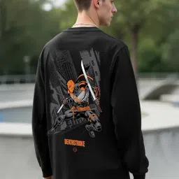 Bewakoof Men's Black Deathstroke Graphic Printed Oversized T-Shirt-picture-46