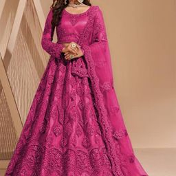 Aika Embroidered Thread Work Net Semi-Stitched Lehenga & Unstitched Blouse With Dupatta-picture-5