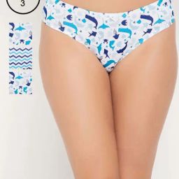 Clovia Cotton Pack of 3 Low Waist Printed Thong with Inner Elastic-17