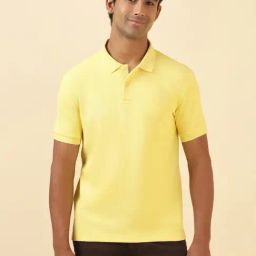 Allen Solly Yellow Cotton Regular Fit Polo T-Shirt-image-54