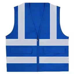 Areevanz 240 GSM Cotton Royal Blue Safety Jacket with High Visible Reflective Line Tape Size- M-17